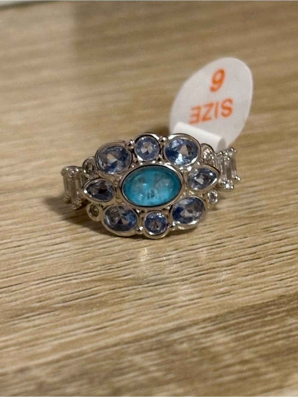 Bomb Party RG71704 The Heirloom Ring Aqua Blue Quartz Size 6